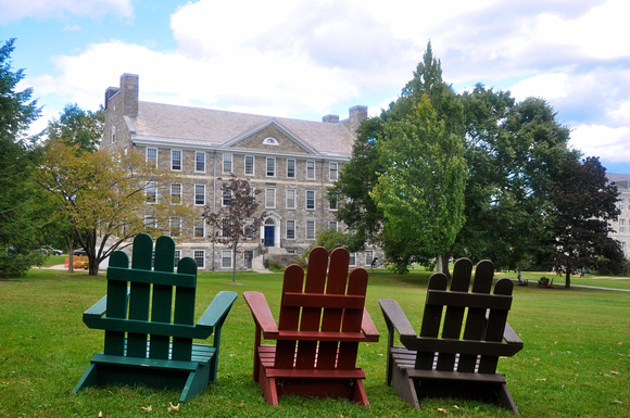 Adirondack Chairs face Munroe Hall